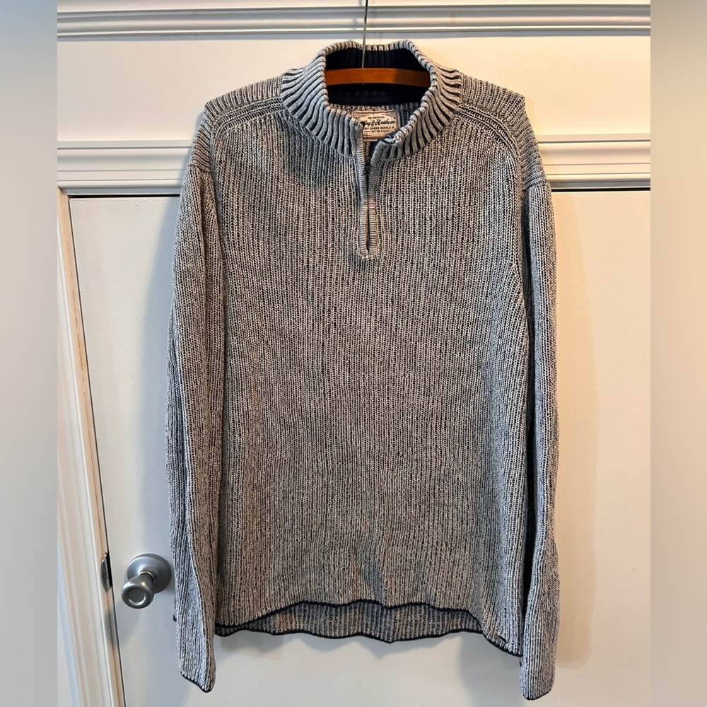Flag & Anthem Men's Blue / Gray Pullover 1/4 Zip‎ Up Sweater Size LG